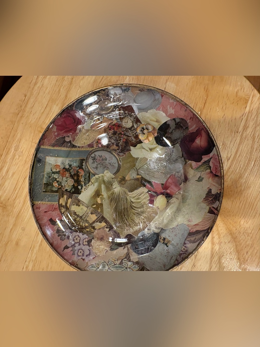 Vintage Floral Collage Decorative Wall Plate -